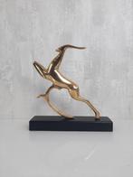 Vintage messing beeld hert, gestileerd dier, art deco stijl, Verzenden