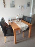 eettafel + 4 stoelen, Ophalen, Gebruikt, Eikenhout, 50 tot 100 cm