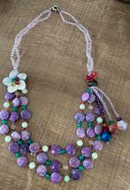 Paarse jade bloem ketting, Paars, Nieuw, Ophalen of Verzenden, Steen of Mineraal