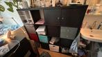 4x4 zwarte IKEA kallax kast incl accessoires, Ophalen, Gebruikt, 100 tot 150 cm, Overige materialen