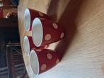 ROOD MET WITTE STIPPEN POLKADOT BEKERS 4X, Ophalen of Verzenden, Glas, Overige stijlen, Kop(pen) en/of Schotel(s)