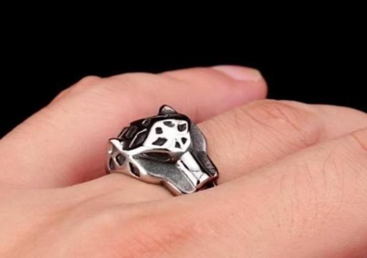 Luipaard ring, Sieraden, Tassen en Uiterlijk, Ringen, Nieuw, Heer, Zilver, IJzer of Staal, Verzenden
