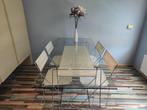 tafel stoelen Nuova X-line 1977 Niels Jorgen Haugesen design, Ophalen, Gebruikt, Design kunst collectors item verzamelaar, Glas