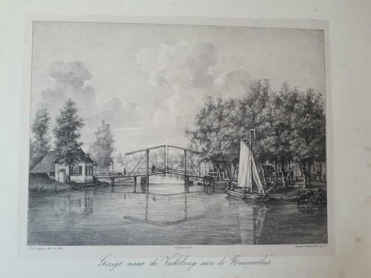 04 / Nieuwersluis gezicht naar de Vechtbrug Litho 1833, Antiek en Kunst, Kunst | Litho's en Zeefdrukken, Ophalen of Verzenden