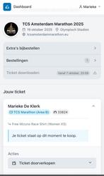 Kaartje marathon Amsterdam 19 okt, Tickets en Kaartjes, Kortingen en Cadeaubonnen, Eén persoon, Overige soorten