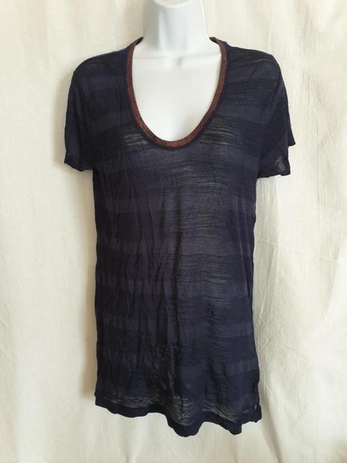 mooi donkerblauw dames shirt, glitterkraag. Mt M Merk Scotch, Kleding | Dames, T-shirts, Zo goed als nieuw, Maat 38/40 (M), Blauw