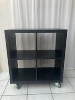 zgan 5 IKEA Kallax zwarte open kasten op wieltjes 4-vaks, Huis en Inrichting, Kasten | Boekenkasten, Ophalen, 50 tot 100 cm, Zo goed als nieuw