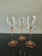 Set van 3 vintage Luminarc France wijnglazen roze voet, Ophalen of Verzenden, Zo goed als nieuw, Overige typen
