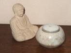meditatie setje: Boeddha beeldje + waxinelichtje kandelaar, Verzenden, Zo goed als nieuw