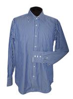 NIEUW CIRCLE OF GENTLEMEN overhemd, gestreept shirt, Mt. 44, Nieuw, CIRCLE OF GENTLEMEN, Blauw, Halswijdte 43/44 (XL)