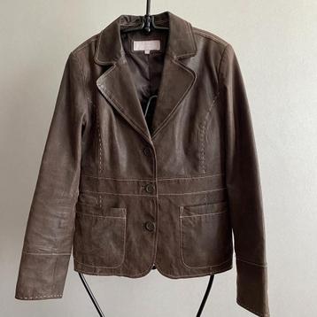 Essentials bruin leren jas / blazer - maat 38 beschikbaar voor biedingen