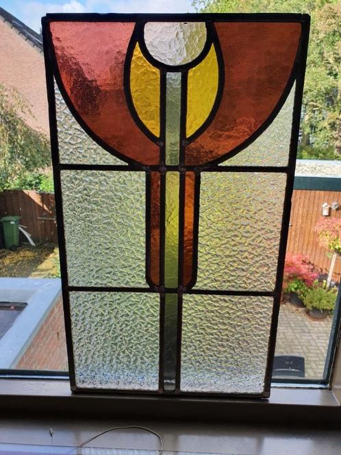 Glas in Lood paneel met geribbeld glas (2.7), Antiek en Kunst, Antiek | Glas en Kristal, Ophalen