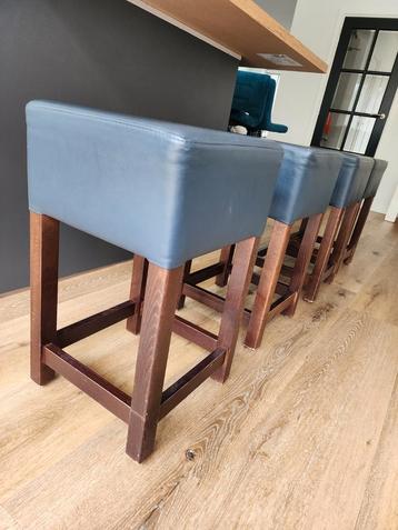 Barkrukken leer, blauw/grijs, 60cm hoog beschikbaar voor biedingen