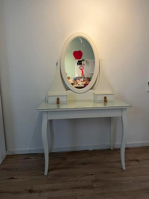 Make-up tafel met spiegel (Ikea Hemnes), Huis en Inrichting, Tafels | Kaptafels, Gebruikt, Minder dan 100 cm, 50 tot 100 cm, Hout