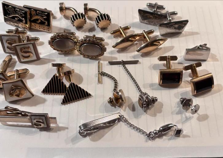 Vintage manchetknopen collectie, Sieraden, Tassen en Uiterlijk, Manchetknopen, Gebruikt, Overige materialen, Verzilverd, Ophalen of Verzenden