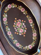 Handgeschilderd Dienblad met Bloemen, Huis en Inrichting, Ophalen of Verzenden, Gebruikt, Ovaal, Hout