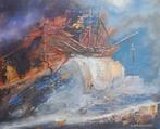 Acrylschilderij " Te kaap'ren varen." 30x24x0,03cm., Antiek en Kunst, Kunst | Schilderijen | Modern, Ophalen of Verzenden
