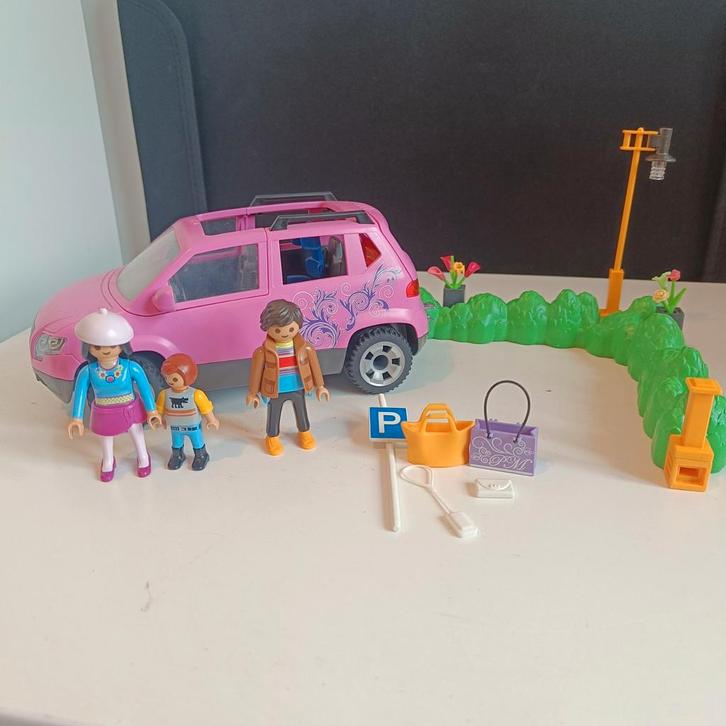 Playmobil Roze Auto met Familie en Accessoires, Kinderen en Baby's, Speelgoed | Playmobil, Ophalen of Verzenden