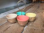 Vintage Raffia set  met 4 Bakjes, Kunststof, Gebruikt, Schaal, Rond
