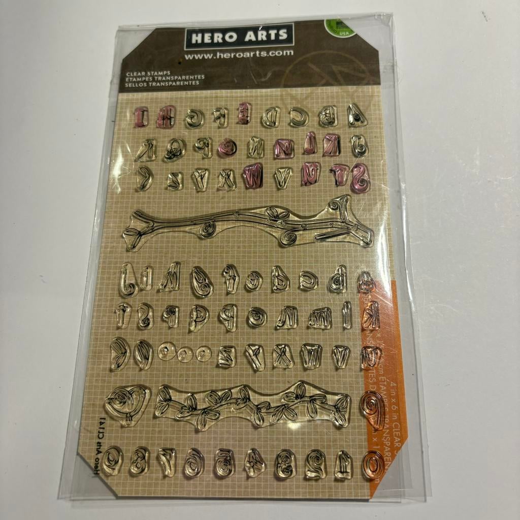 Stempel set letters en takken, Ophalen of Verzenden, Zo goed als nieuw, Houten stempel
