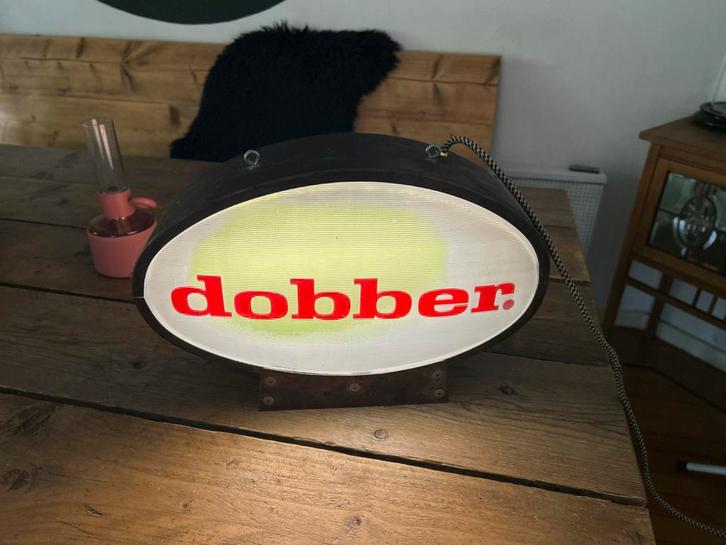 Oude Dobber Lichtreclame Lamp - Vintage Decoratie Object, Antiek en Kunst, Antiek | Lampen, Ophalen