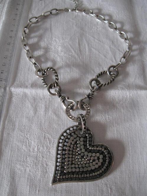 Zilverkl ketting met groot hart goede staat, Sieraden, Tassen en Uiterlijk, Kettingen, Zo goed als nieuw, Overige materialen, Zilver