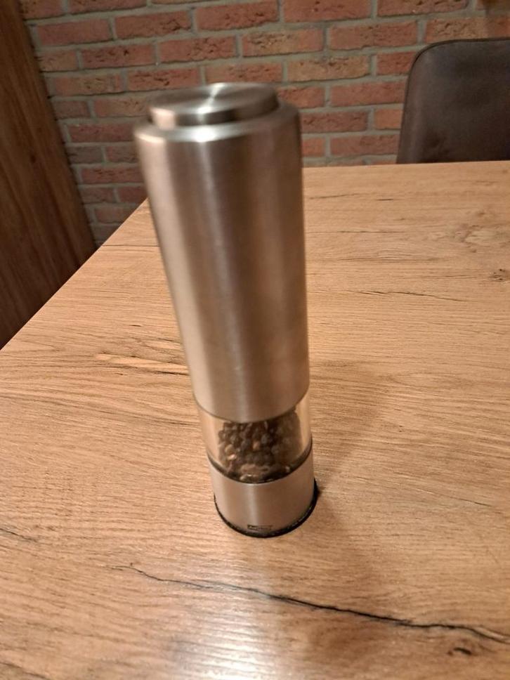 Ad Hoc electr. pepermolen, keram.maalwerk+verlichting (zgan), Huis en Inrichting, Keuken | Keukenbenodigdheden, Zo goed als nieuw