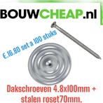 Dakschroeven combipakket roset 70mm+4.8x100mm schroef, Doe-het-zelf en Verbouw, Nieuw, Ophalen of Verzenden