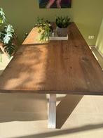 Massief houten design eettafel, Ophalen, Gebruikt, 200 cm of meer, 50 tot 100 cm