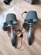 2x Kasteel Wandlampen Alminium met Grijze Kapjes 50 cm hoog, Ophalen of Verzenden, Zo goed als nieuw