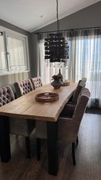 Te koop: massief eiken eetkamertafel 24080 + 6 luxe stoelen, Huis en Inrichting, Tafels | Eettafels, Ophalen, Gebruikt, Eikenhout
