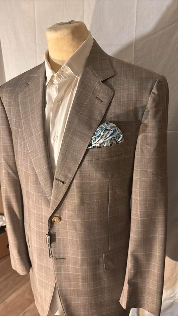 KOSTUUM CANALI “EXCLUSIEF “ 52 IN BEIGE RUIT, Kleding | Heren, Kostuums en Colberts, Nieuw, Maat 52/54 (L), Beige, Ophalen of Verzenden
