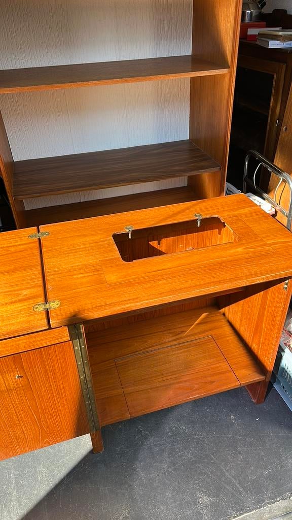 Retro vintage naaikastje teak, !, ?, Ophalen of Verzenden, Zo goed als nieuw