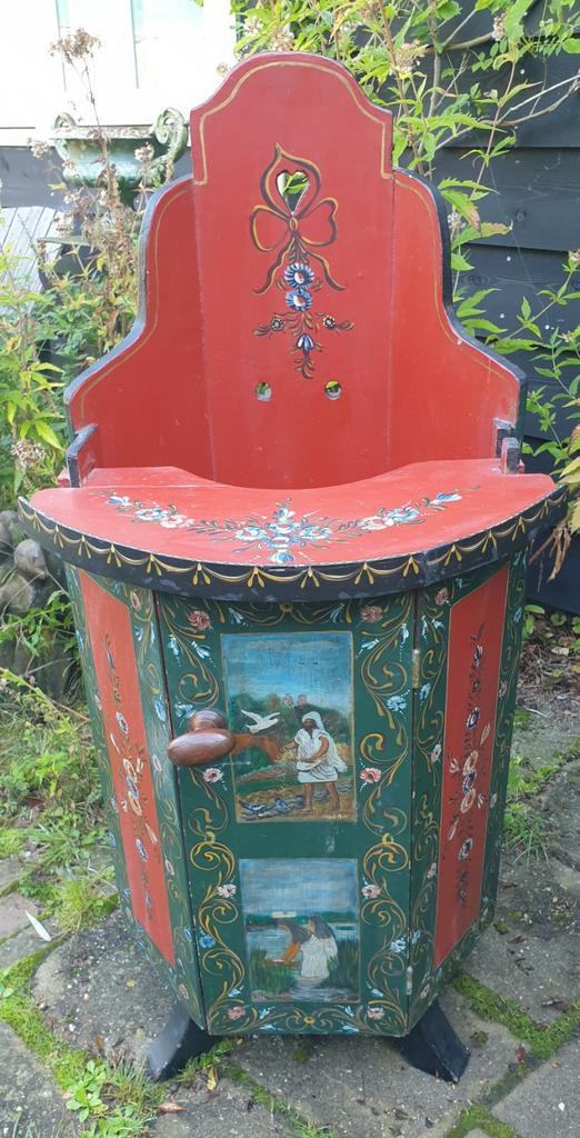 Antieke Hindeloopen kinderstoel handgeschilderd folklore, Antiek en Kunst, Curiosa en Brocante, Ophalen of Verzenden