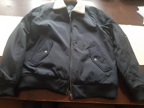 donkerblauw jack jas bontkraag gevoerd XXL Clockhouse, Kleding | Heren, Jassen | Winter, Zo goed als nieuw, Maat 52/54 (L), Blauw