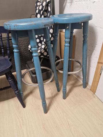 Vintage blauwe barkrukken set beschikbaar voor biedingen