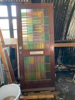Nog goed bruikbare zware voordeur met glas in lood, Doe-het-zelf en Verbouw, Deuren en Horren, Ophalen, Gebruikt, 80 tot 100 cm