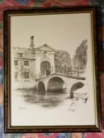 Vintage tekening van Begijnhof te brugge door Miel Baer, Ophalen of Verzenden