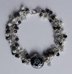 Handgemaakte armband met witte en zwarte rocailles (160), Overige materialen, Wit, Nieuw, Ophalen of Verzenden