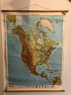 Landkaart / schoolkaart Noord-Amerika, Antiek en Kunst, Antiek | Schoolplaten, Ophalen of Verzenden