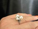 Zilveren ring Art Deco met Parel en Swarovski. 2025/567., Ophalen of Verzenden, Zilver, Ring, Met edelsteen