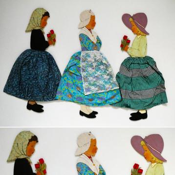 3 Wanddecoraties / opbergzakken in de vorm van een meisje beschikbaar voor biedingen