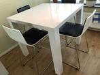 Hoge eettafel met 4 hoge stoelen, Ophalen, Hoogglans, 50 tot 100 cm, Vierkant