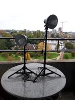 2 zwarte (studio)lampen driepoot verstelbaar, Ophalen, Gebruikt, Metaal of Aluminium, Vloerspot of Grondspot