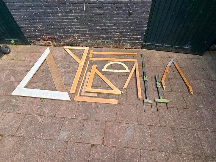 Oud afteken gereedschap gradenboog,passer,grote schrijfhaak, Antiek en Kunst, Antiek | Gereedschap en Instrumenten, Ophalen