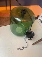 Groene Glazen Hanglamp, Ophalen, Gebruikt, Glas, 50 tot 75 cm