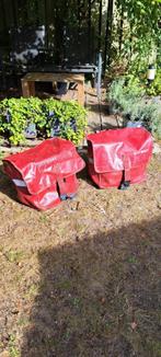 Leren fietstassen., Ophalen, Gebruikt, Rood, Leer
