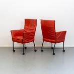 6x Montis Chaplin eetkamerstoelen Tomato Rood, Niet ingevuld, Niet ingevuld, Leer, Ophalen of Verzenden