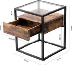 Bijzettafel Drift - Glas - Industrieel - 43x43x54 cm, Minder dan 50 cm, Ophalen of Verzenden, Glas, 25 tot 50 cm