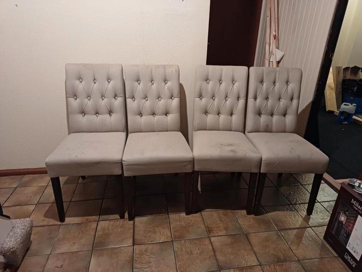 4 Eetkamerstoelen, Huis en Inrichting, Stoelen, Gebruikt, Blauw, Ophalen
